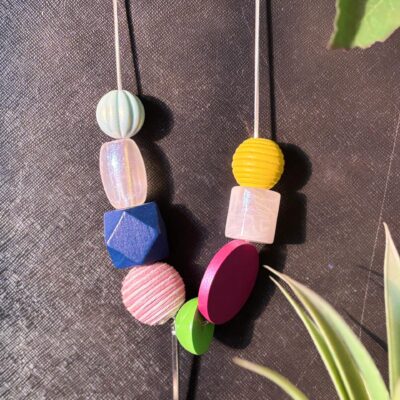 KOREAN STYLE ASYMMETRY FIGURED CYLINDRICAL NECKLACE