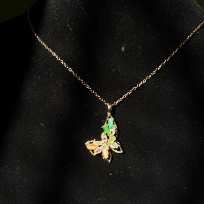 BUTTERFLY EMERALD ANTI TARNISH PENDANT NECKLACE