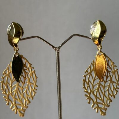 Golden Leaf Anti Tarnish 92.5% Silver Earring