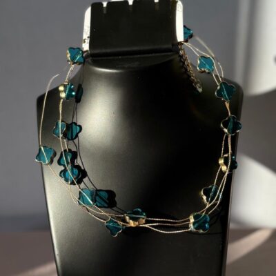Aurora Bloom Blue Round Necklace