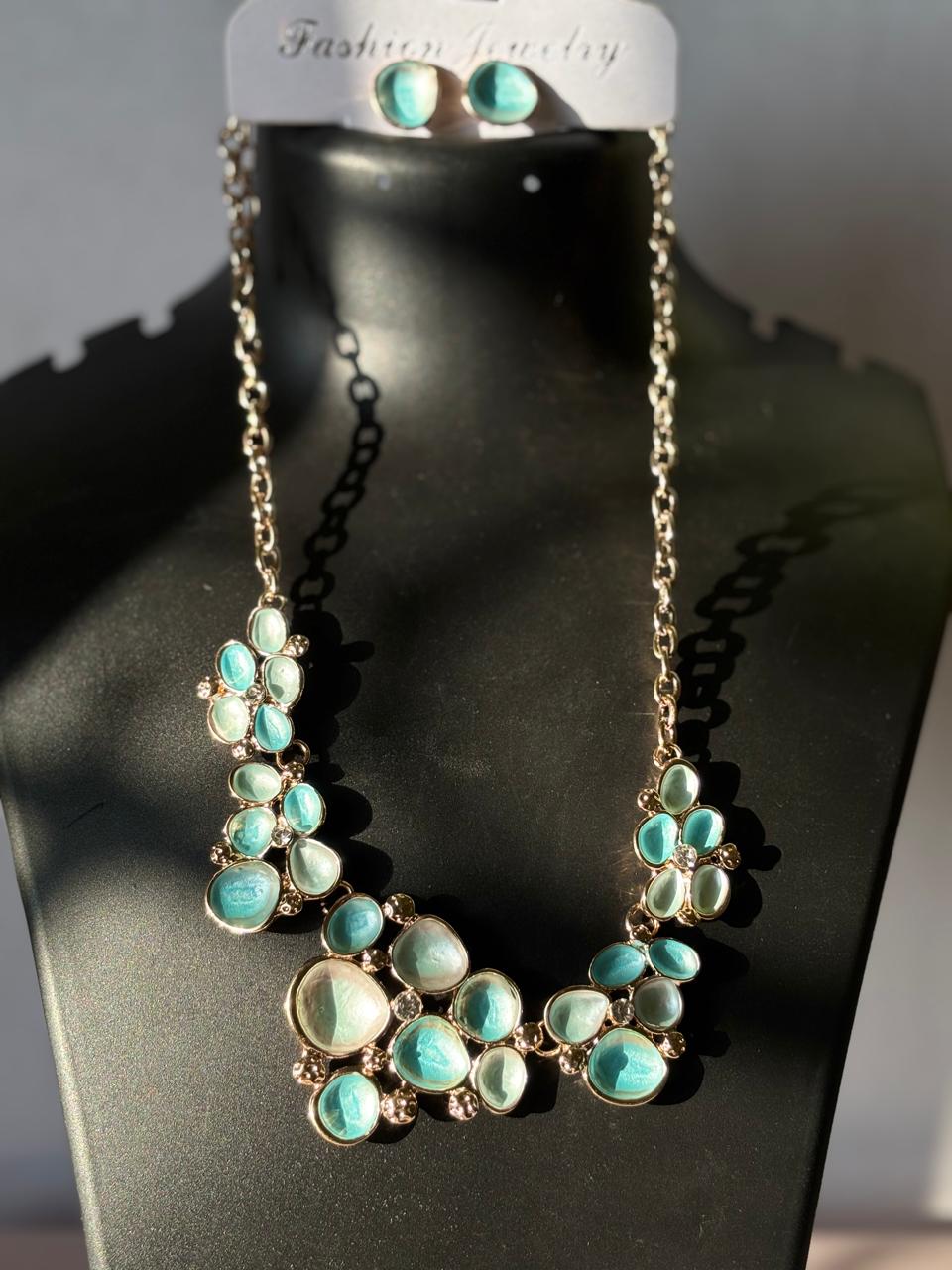 Aqua Bloom Designer Radiance Necklace