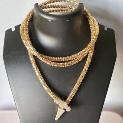 Golden Fancy Spiral Necklace turns Bracelet