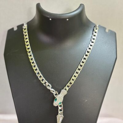 silver heavy snake chain necklace