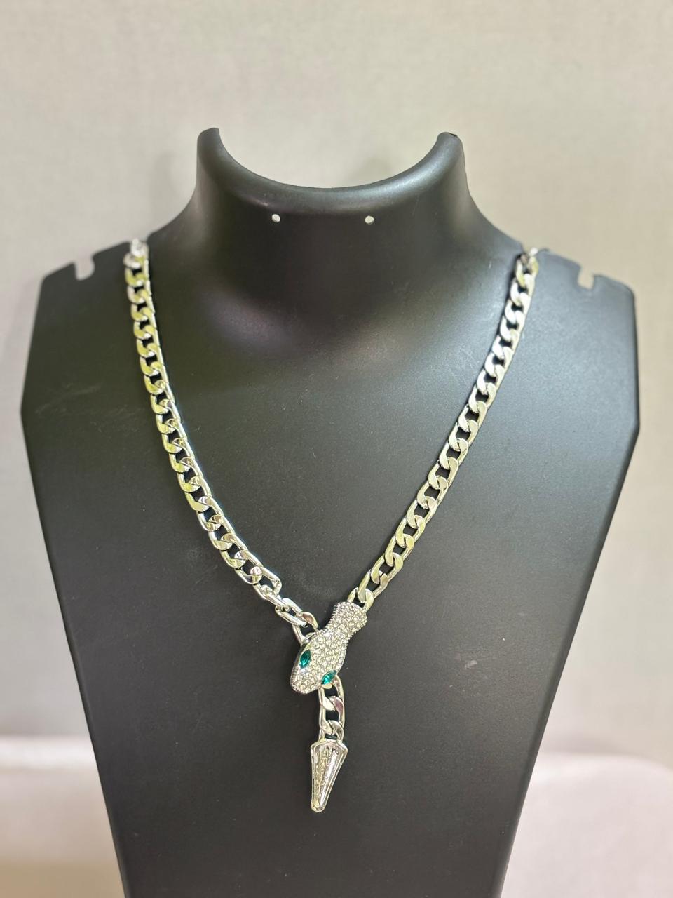 silver heavy snake chain necklace