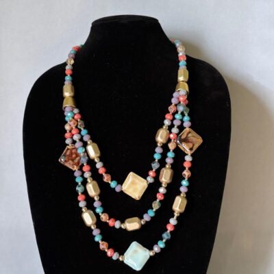 Multicolour Shiny Three Layered Necklace