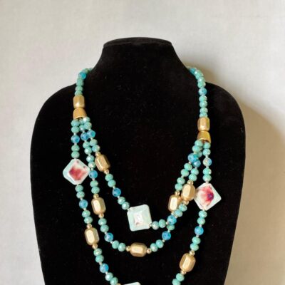 Blue Shiny Three Layered Necklace