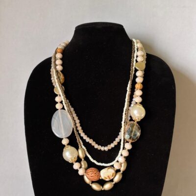 Brown Beaded Layered Necklace with Rudraksha